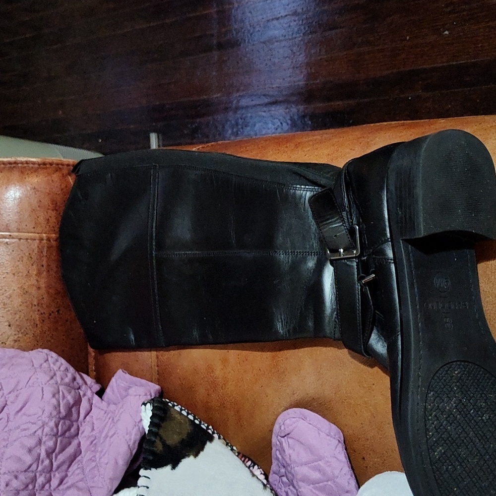 Bandalino Tall Black Riding Boots Low Heel Buckle Strap Leather 9.5